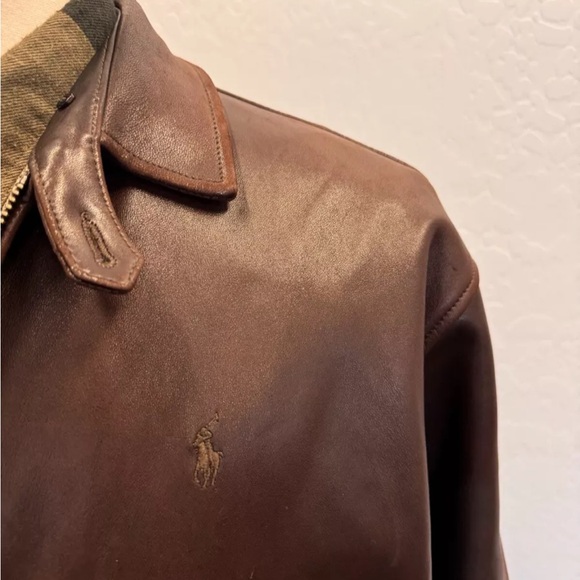 Polo by Ralph Lauren Vintage Biswing Leather Bomber Jacket in Brown Size L - Picture 2 of 16